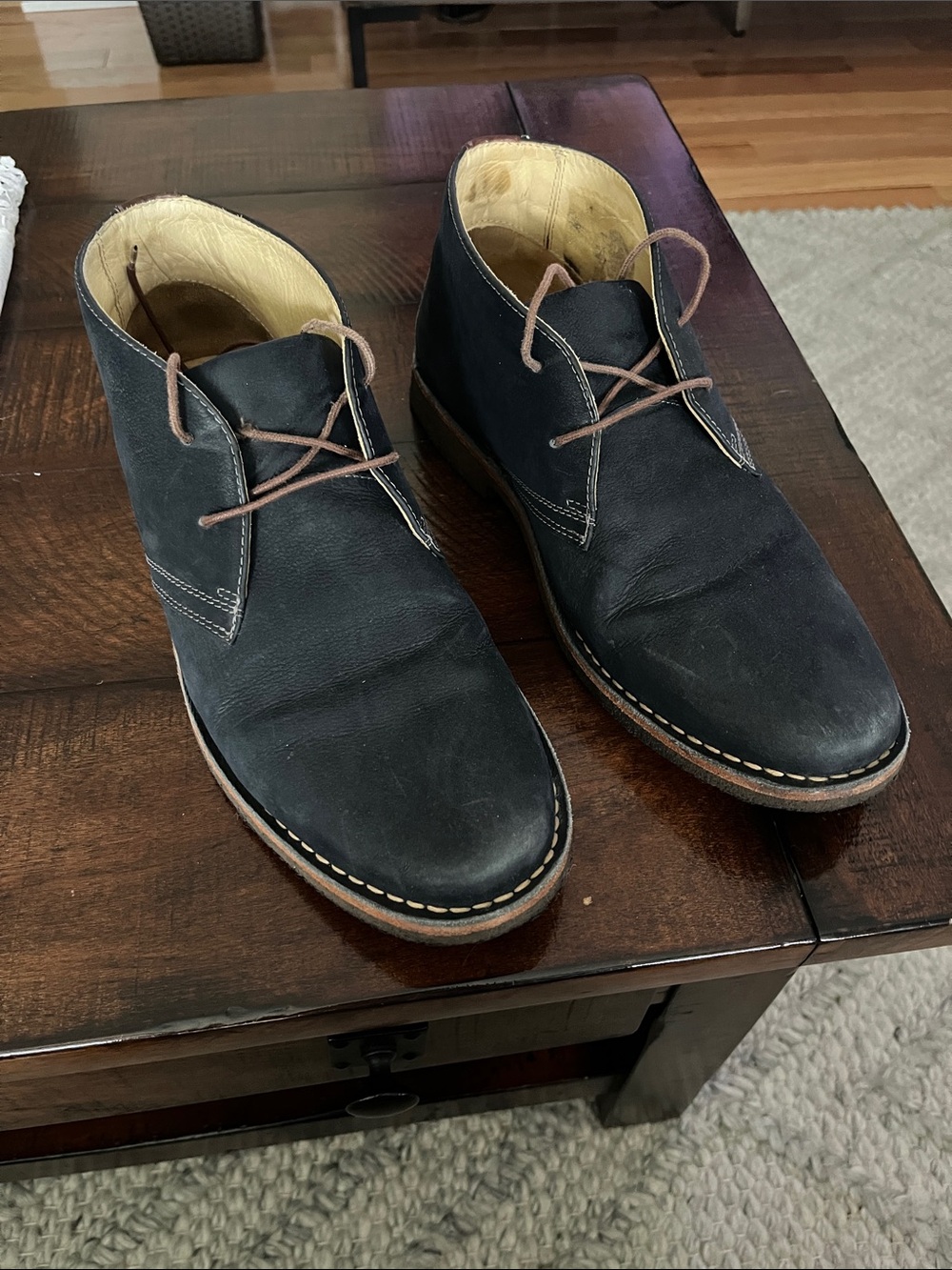 Johnston & Murphy Navy/Black  Chukka Boots with Tan Accents
